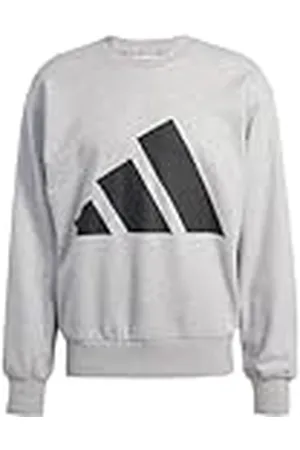adidas Hombre Essentials Big Logo French Terry Sweatshirt, Medium Grey Heather/Black, XL
