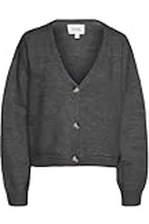 VERO MODA Vmgemma LS VMA Noos-Cárdigan de Punto con Cuello en V Suéter, Gris Oscuro, XL para Mujer