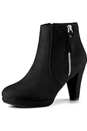 Allegra K Botines de tacón Grueso con Plataforma Cremallera Lateral para Mujer 39