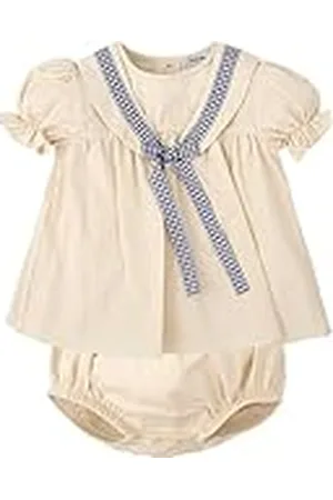 BABIDU Vestido Bebé Niña Verano Algodón 100% con Braguita, Volantes y Bordados, Diseño con Tirantes, Mangas Cortas o Sin Mangas, Estampados Florales y Cuadros Vichy, Jesusito Ideal para Días Soleados