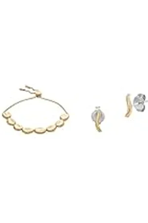 Skagen Pulsera de mujer Kariana y pendientes Essential Waves, acero inoxidable dorado, Set