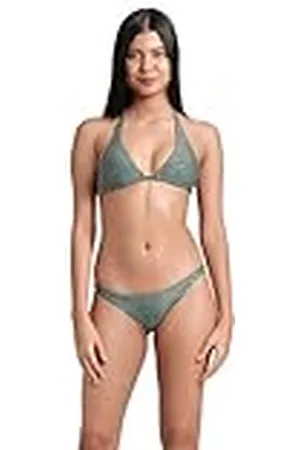 Arena Losange Bikini Mujer Triangular, Traje de Baño en Tejido Elástico Reciclado de Secado Rápido, Bikini para Playa y Piscina con Copas Extraíbles, Top y Braguitas con Lazos