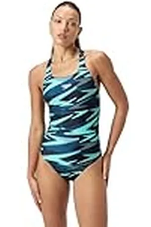 Speedo Hyperboom Allover Medalist Swimsuit |Quick Drying | Fitness | Chlorine Resistant Traje de baño para Mujer, Dark Teal, 48 FR/ES