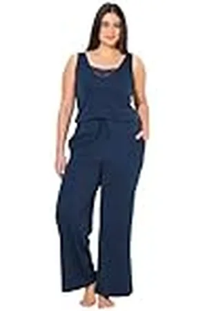Ulla Popken Jumpsuit, Spitze, V-Ausschnitt, Ärmellos Mono con Detalles de Encaje, , 54-56 Mujeres