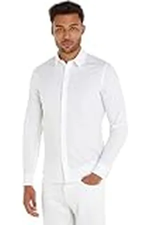 Calvin Klein Camisa Hombre Slim Stretch Shirt manga larga, Blanco , M