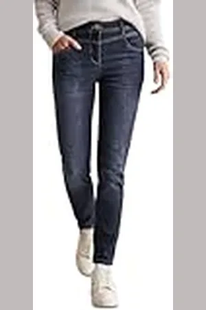 CECIL Style Toronto 1-knopf 49 Vaqueros de Corte Ajustado, Color Azul Oscuro, 32W / 32L Mujeres