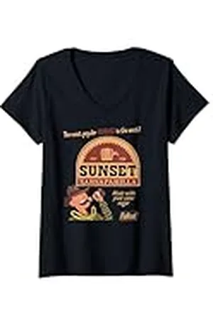 Fallout Mujer Video Game Sunset Sarsaparilla Vintage Ad Camiseta Cuello V