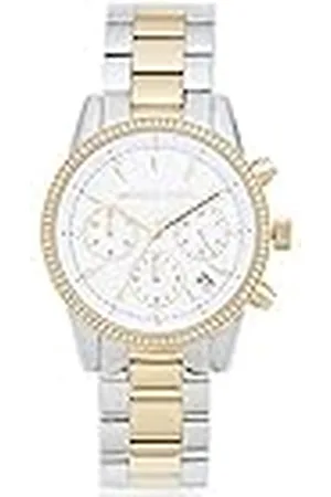 Michael Kors Reloj Ritz Chronograph de Cuarzo con Correa de Acero Inoxidable en Tonos Plateados y Dorados para Mujer MK6474