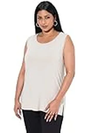 Ulla Popken Top, Rundhals, Classic, Stretch, Breite Träger, Ärmellos RH, , 58-60 Mujeres
