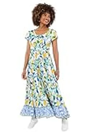 Joe Browns Lemon Print Scoop Neck Crinkle Cotton Dress Vestido, , 38 Pequeño para Mujer