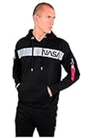Alpha Industries NASA RS Sudadera, Negro (Black-03), S para Hombre