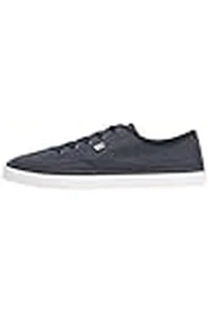 Tommy Hilfiger Sneaker con suela vulcanizada Mujer Washed Canvas Low Top, Azul (Space Blue), 39