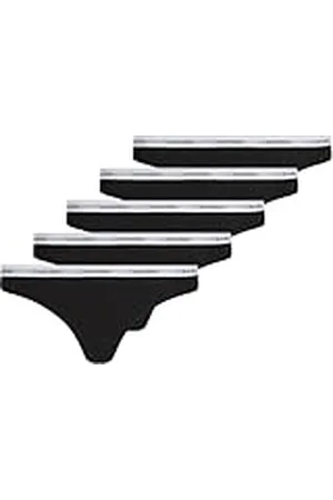 Calvin Klein Tangas Mujer Pack de 5 Thong Low-Rise de algodón elástico, Multicolor (Black/Black/Black/Black/Black), XS
