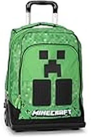 FRANCO COSIMO PANINI Minecraft – Mochila escolar con ruedas oficial Minecraft con asa ajustable, correas acolchadas y ajustables, con compartimento principal y bolsillo frontal con cierres de cremallera, 36 x 47 x 23 cm