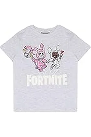 Fortnite Camiseta para Niño, T-Shirt Oficial, 7-8 Años, Color Gris Jaspeado
