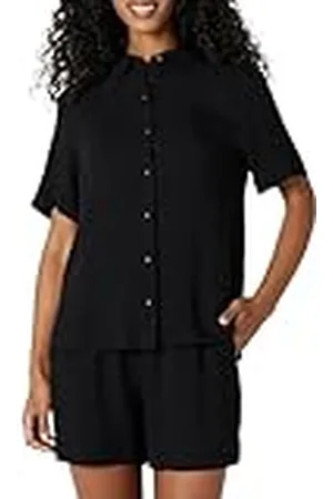 Amazon Camisa Holgada de Sarga Fluida con Botones (los Pantalones Cortos se Venden por Separado) Mujer, , XXL