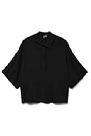 VERO MODA Blusa de Mujer con Corte Holgado y Botones - Oferta Camisa Mujer Mangas 3/4 Femenina, Color: , Talla:L