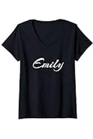 Emily van den Bergh Mujer Beautiful Feminine Emily Handwritten Font Camiseta Cuello V