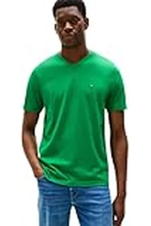 Tommy Hilfiger Camiseta de manga corta Hombre Essential Tee con cuello de pico, Verde (Olympic Green), L