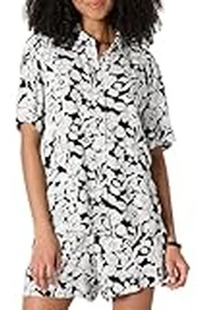 Amazon Camisa Holgada de Sarga Fluida con Botones (los Pantalones Cortos se Venden por Separado) Mujer, , M