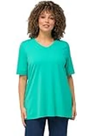 Ulla Popken Camiseta, línea A, Cuello en V, Media Manga 807284, , 48-50 Mujeres