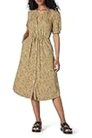 Amazon Vestido evasé Midi Ajustado en la Cintura de Corte Holgado con Media Manga Mujer, , L