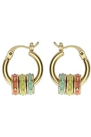 THUN Pendientes redondos con anillas esmaltadas - metal, vidrio, resina - Colección Dedicado a ti - Ø 1.6