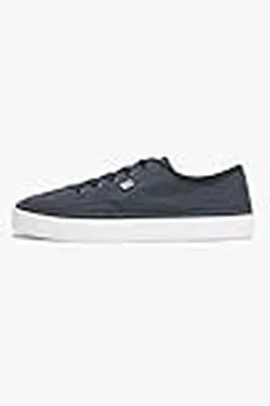 Tommy Hilfiger Sneaker con suela vulcanizada Mujer Washed Canvas Low Top, Azul (Space Blue), 38