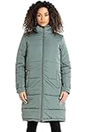 Dare 2B Reputable Long II Womens Long Coat Jacket tejido reciclado repelente al agua - cremallera completa con 2 bolsillos bajos con cremallera, capucha y puños ajustables