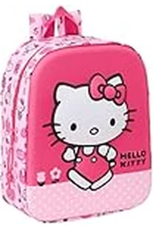 Safta HELLO KITTY 3D - Mochila de Guardería 3D, Adaptable a Carro, Fácil Limpieza, Ideal para Niños de Diferentes Edades, Cómoda y Versátil, Calidad y Resistencia, 22x10x27 cm