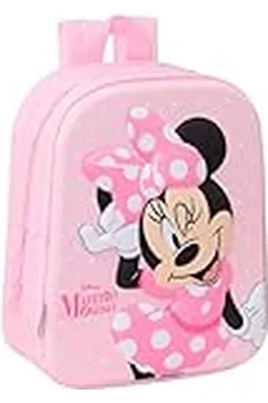Safta MINNIE MOUSE 3D - Mochila de Guardería 3D, Adaptable a Carro, Fácil Limpieza, Ideal para Niños de Diferentes Edades, Cómoda y Versátil, Calidad y Resistencia, 22x10x27 cm