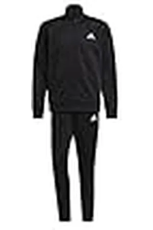 adidas M SL TR TT TS Tracksuit, Mens, Top:Black/White Bottom:Black/White, Large