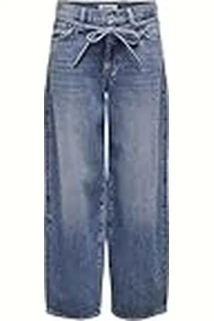 ONLY Onlgianna MW Dot596 Dnm-Vaqueros Rectos Jeans, Medio De Mezclilla Azul, 27W x 30L para Mujer