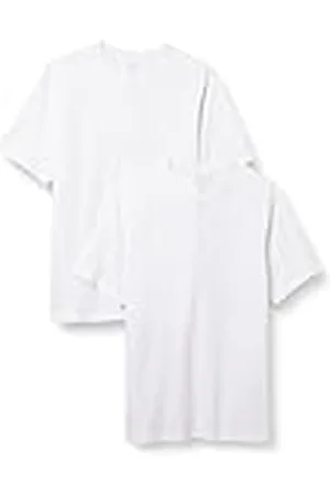 Amazon Camisa de manga corta Henley y corte recto (disponible en tallas grandes y largos especiales) Hombre, Pack de 2, , XS