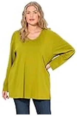 Ulla Popken Shirt, V-Ausschnitt, Relaxed, Langarm Camiseta, , 50-52 Mujeres