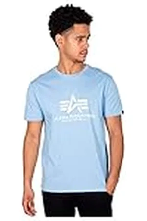 Alpha Industries Basic Camiseta, Azul (Light Blue-513), M para Hombre