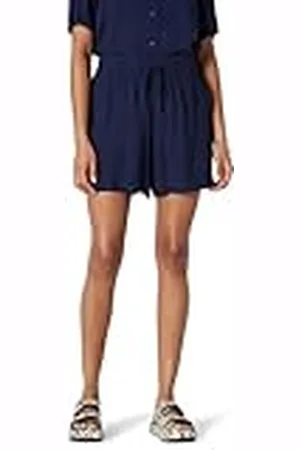 Amazon Pantalones Cortos de Sarga Fluida de Tiro Alto, Holgados y Elásticos (la Camisa se Vende por Separado) Mujer, , XXL