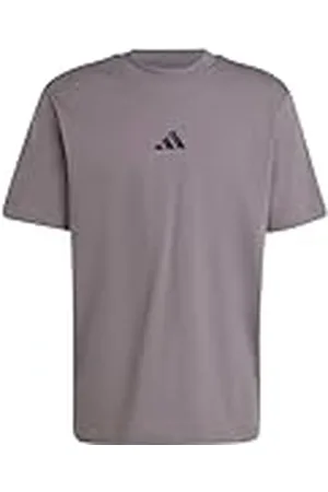 adidas Hombre Essentials Small Logo Single Jersey tee, Grey Strata/Black, L