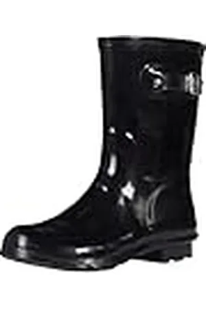 Western Chief Women Solid Mid Waterproof Rain Boot, Black, 8 M US