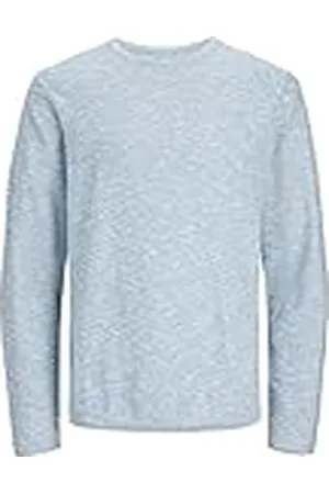 JACK & JONES Jjelinen Knit Crew Neck Sn Jersey de Punto, Tejido Vaquero, S para Hombre