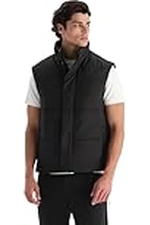 Dagi Front Zipper Puffer Vest Chaqueta con Cremallera en la Parte Delantera, , L para Hombre