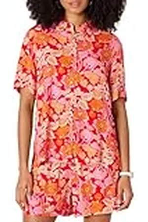 Amazon Camisa Holgada de Sarga Fluida con Botones (los Pantalones Cortos se Venden por Separado) Mujer, , XS