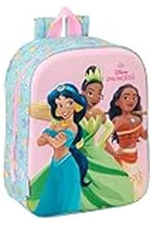 Safta PRINCESAS DISNEY 3D - Mochila de Guardería 3D, Adaptable a Carro, Fácil Limpieza, Ideal para Niños de Diferentes Edades, Cómoda y Versátil, Calidad y Resistencia, 22x10x27 cm