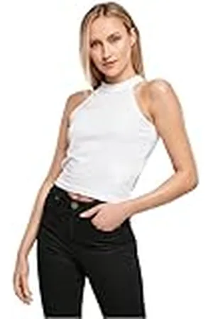 Build Your Brand BY134-Ladies Turtleneck Short Top T-Shirt, White, S Women