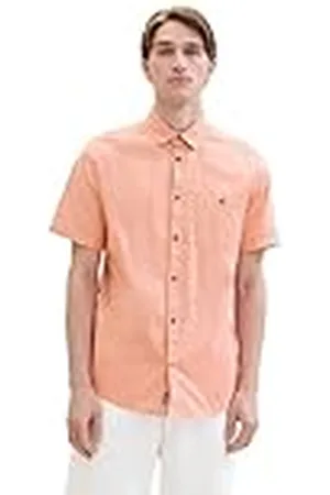 TOM TAILOR 1041371 Camisa Oxford básica en Aspecto Lavado, 12642-Hazy Coral Rose, L para Hombre