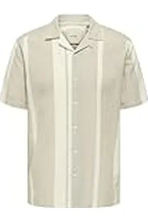 Only & Sons Onscaiden SS Stripe Linen Resort Camiseta Camisa de Lino, , S para Hombre