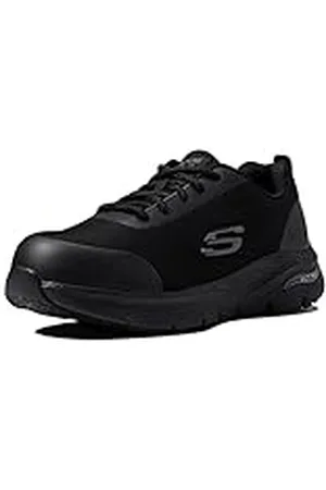 Skechers Arch Fit Sr Ringstap, Zapatos de trabajo Hombre, Black White Textile/Synthetic, 45.5 EU