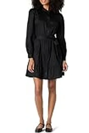 Amazon Vestido Camisero Escalonado de Satén de Algodón de Corte Recto Mujer, , S