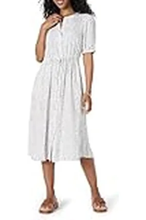 Amazon Vestido evasé Midi Ajustado en la Cintura de Corte Holgado con Media Manga Mujer, , M
