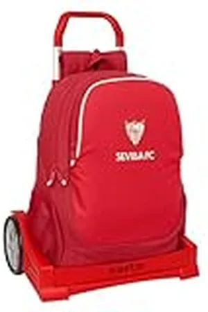Safta SEVILLA FC - Mochila, Espalda Ergonómica, con Carro Evolution, Ideal para Niños de Diferentes Edades, Cómoda y Versátil, Calidad y Resistencia, 32x14x43 cm